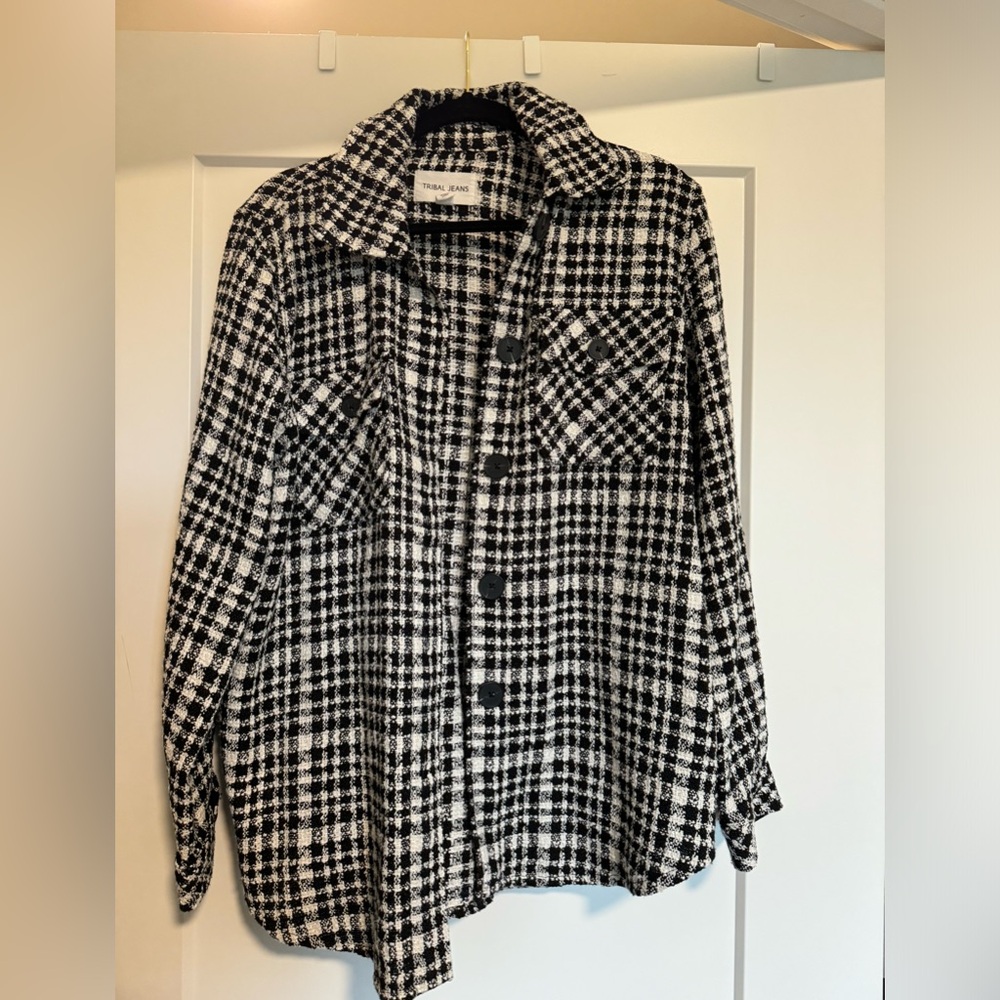 Black and White Tweed Button Down